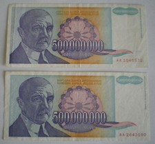 Banconote yugoslavia 500000000 usato  Ruvo di Puglia