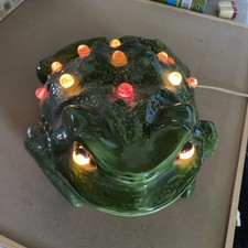 Antigo MCM 70 Grande Iluminado Pintado à Mão Cerâmica Verde Sapo Figura Abajur comprar usado  Enviando para Brazil