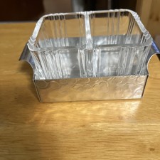Bandeja de alumínio martelado vintage com cabo com nervuras pesadas inserção dividida de vidro comprar usado  Enviando para Brazil