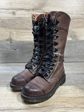 Bota de Combate Feminina DR MARTENS Triumph Foldover 6 Couro Marrom Floral com Cadarço comprar usado  Enviando para Brazil