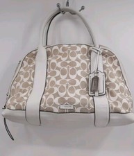 Bolsa de couro Coach Signature logotipo feminina lona bege creme branco comprar usado  Enviando para Brazil