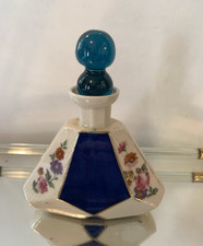 Frasco de perfume Irice importado flores azuis brancas pintadas à mão Alemanha vintage, usado comprar usado  Enviando para Brazil