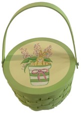 Cesta de Páscoa com tampa coelho coelho palha decoração primavera caça ovos piquenique fazenda casa de campo comprar usado  Enviando para Brazil