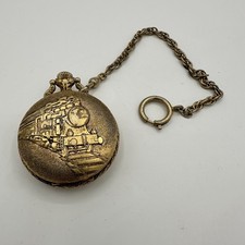 Vintage Arnex 17 Joia Relógio de Bolso Suíço Motivo Trem Caixa Dourada Mecânica comprar usado  Enviando para Brazil