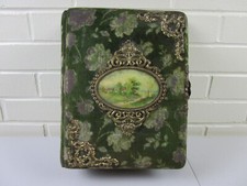 Álbum de fotos vitoriano antigo de 1800 caixa de música celulóide verde veludo funciona comprar usado  Enviando para Brazil