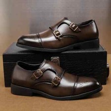 Zapatos de vestir de negocios con doble hebilla para hombre Zapatos sin cordones Zapatos de boda Calzado segunda mano  Embacar hacia Mexico