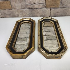 Par Vintage de Espelhos Octógono de Parede Ouro Envelhecido Preto Molde Poliestireno comprar usado  Enviando para Brazil
