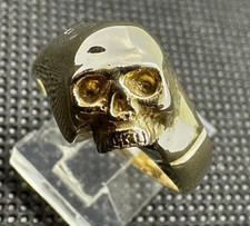 Anel SKULL BIKER unissex de ouro amarelo 14k forte feito à mão nos EUA comprar usado  Enviando para Brazil