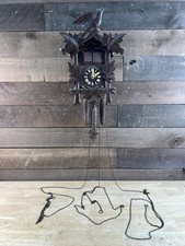 Reloj de cuco vintage Estate de madera fresca hojas hombre pájaro  segunda mano  Embacar hacia Mexico