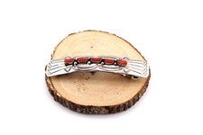 Pinza de pelo coral hecha a mano nativa americana accesorio navajo joyería pasador clip segunda mano  Embacar hacia Mexico