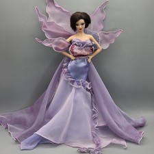 VESTIDO DE NOITE AS FLORES DA ORQUÍDEA NA MODA CETIM ROXO 11,5" ROUPAS DE BONECA, usado comprar usado  Enviando para Brazil