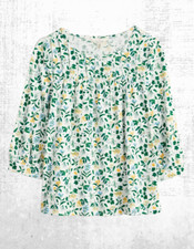 Blusa feminina Ex Seasalt manga 3/4 algodão reunida em flores brancas frescas comprar usado  Enviando para Brazil