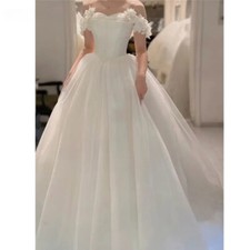Vestido de noiva fora do ombro tule linha A comprimento do chão vestido de noiva flores 3D comprar usado  Enviando para Brazil