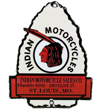 PLACA DE PORCELANA VINTAGE INDIAN MOTOCICLETAS, CONCESSIONÁRIA, MOTO HARLEY GASOLINA ÓLEO comprar usado  Enviando para Brazil