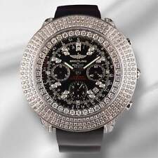 Breitling Bentley 55mm mostrador preto 8ct diamantes gelados relógio masculino A44362 comprar usado  Enviando para Brazil