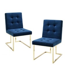 Blue velvet dining for sale  CHESTERFIELD