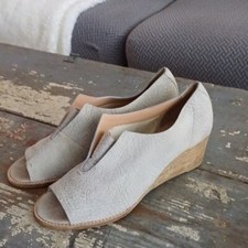 Zero + Maria Cornejo camurça em pó cinza peeptoe madeira cunha 10 comprar usado  Enviando para Brazil