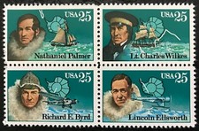 1988 Scott #2386-89 - 25¢ - ANTARCTIC EXPLORERS - Bloco de Quatro - Estado perfeito, sem marca de charneira, usado comprar usado  Enviando para Brazil