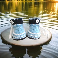 Babyschuhe gestrickt hellblau gebraucht kaufen  Baunatal
