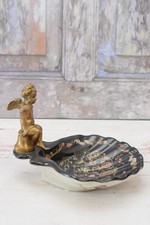 Saboneteira preta porcelana - Porcelana platô vintage com anjo de bronze - Arte comprar usado  Enviando para Brazil