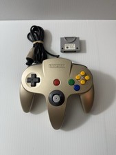 Controle dourado genuíno N64 com cartão de memória Nintendo 64 OEM autêntico testado comprar usado  Enviando para Brazil