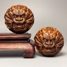 Par de estátua amuleto de dragão Fengshui esculpido à mão de buxo porcelana 1,7 pol. W634 comprar usado  Enviando para Brazil