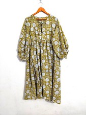 Vestido midi verde floral estampa de bloco tamanho grande gola profunda com cordão mais perto comprar usado  Enviando para Brazil