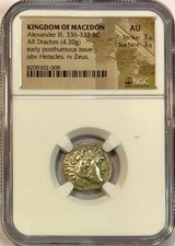 Moeda de prata 336-323 a.C. macedônio Alexandre III grego antigo dracma 12h NGC AU comprar usado  Enviando para Brazil