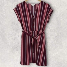 Mini vestido rosa roxo rosa listrado rosa cintura amarrada tamanho médio cinto Borgonha M comprar usado  Enviando para Brazil