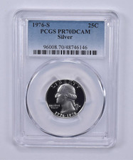 1976-S Washington moeda de 25 centavos de prata PR70 DCAM PCGS etiqueta azul, usado comprar usado  Enviando para Brazil