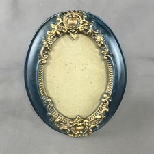Usado, Moldura para fotos estilo vintage ornamentada de madeira azul e dourada oval de pé livre comprar usado  Enviando para Brazil