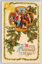 Cartão postal gel estrela brilhante 1910 presépio de Natal Mary Joseph bebê Jesus comprar usado  Enviando para Brazil