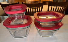 Lote de 4 prensa de vidro Rubbermaid para selar recipiente de armazenamento de alimentos + tampa - EUA comprar usado  Enviando para Brazil
