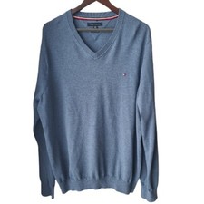 Usado, Suéter masculino Tommy Hilfiger algodão premium tamanho XXL azul gola V Preppy Acadameia comprar usado  Enviando para Brazil