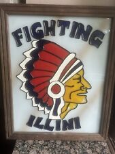 Usado, Raro De Colección Pintado sobre Vidrio "Chief Illiniwek" "Fighting Illini" Universidad de ILL segunda mano  Embacar hacia Argentina