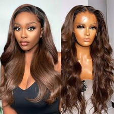 Perucas Ombre Auburn marrom onda corporal 13x4 frente de renda 100% cabelo humano pré-arrancadas  comprar usado  Enviando para Brazil