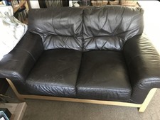 Black leather seater for sale  DIDCOT