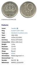 Silver coin swedish for sale  BURNLEY