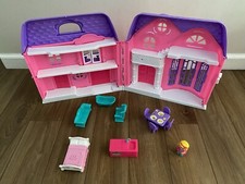 Casa de bonecas Fisher-Price fácil de dobrar rosa e roxo com boneco e acessórios comprar usado  Enviando para Brazil
