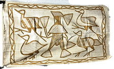 Pano de lama tecido pintado à mão vintage africano Korhogo 31,5 54,5 arte de pássaros Senufo comprar usado  Enviando para Brazil