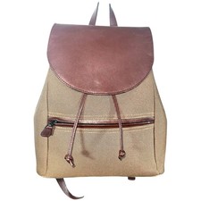 L.L. Mochila Bean Vintage com Cordão Couro Marrom e Lona Tecido Estilo Retrô comprar usado  Enviando para Brazil