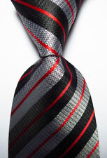Nova gravata masculina clássica listrada preta branca vermelha tecido jacquard seda comprar usado  Enviando para Brazil