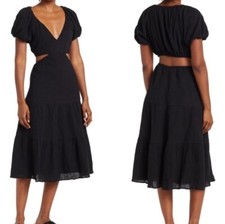 Vestido midi ASTR manga folhada gaze recortada preto tamanho G tão fofo mistura de linho, usado comprar usado  Enviando para Brazil