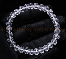 Usado, Pulseira elástica de contas Rondelle facetadas de cristal branco transparente 7,5"" comprar usado  Enviando para Brazil