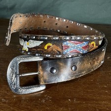 Cinto de couro vintage anos 60 Cintos Imperial 36 México Western Tooled Eagle bandeira de motociclista comprar usado  Enviando para Brazil