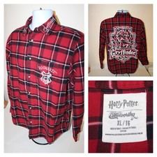 Camisa masculina Harry Potter Grifinória vermelha xadrez flanela botão tamanho XL digna de bolo, usado comprar usado  Enviando para Brazil