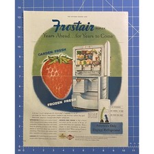 Geladeira duplex vintage com estampa Ad Frostair Strawberry Chicago IL 13,5 x 10,5", usado comprar usado  Enviando para Brazil