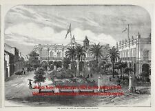 Cuba Antiga Havana Plaza de Armas, Grande Estampa de Gravura Antiga da década de 1860 comprar usado  Enviando para Brazil