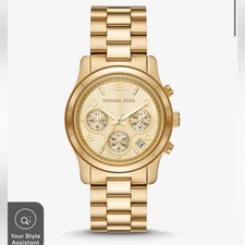 Usado, Relógio Michael Kors l Vintage Runway Gold Toned Oversized MK8077 comprar usado  Enviando para Brazil