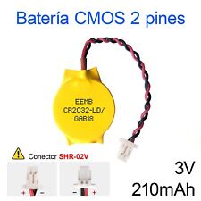 Bateria pila CMOS BIOS 2 pines CR2032 con cable y conector SHR-02V 3V 210mAh comprar usado  Enviando para Brazil